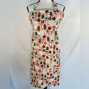 Homemade Adult size Christmas apron with gingerbreads people and candy canes